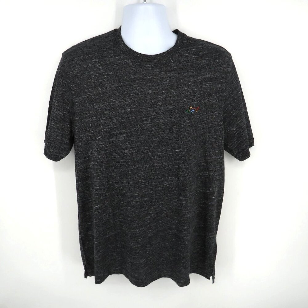 Greg Norman Large Black Heather T-Shirt With Colorful Shark Logo NWT